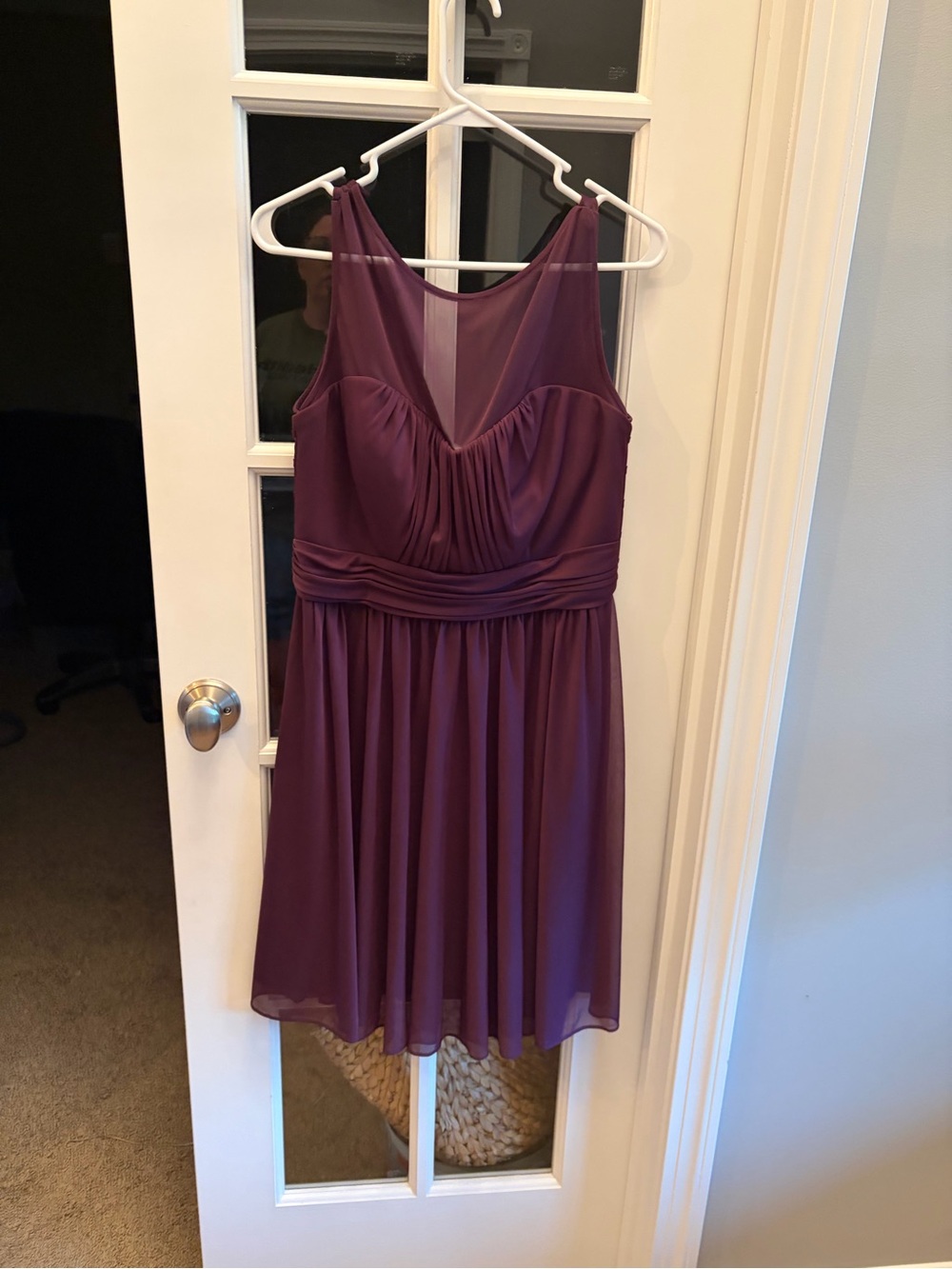 David’s Bridal plum colored bridesmaid dress